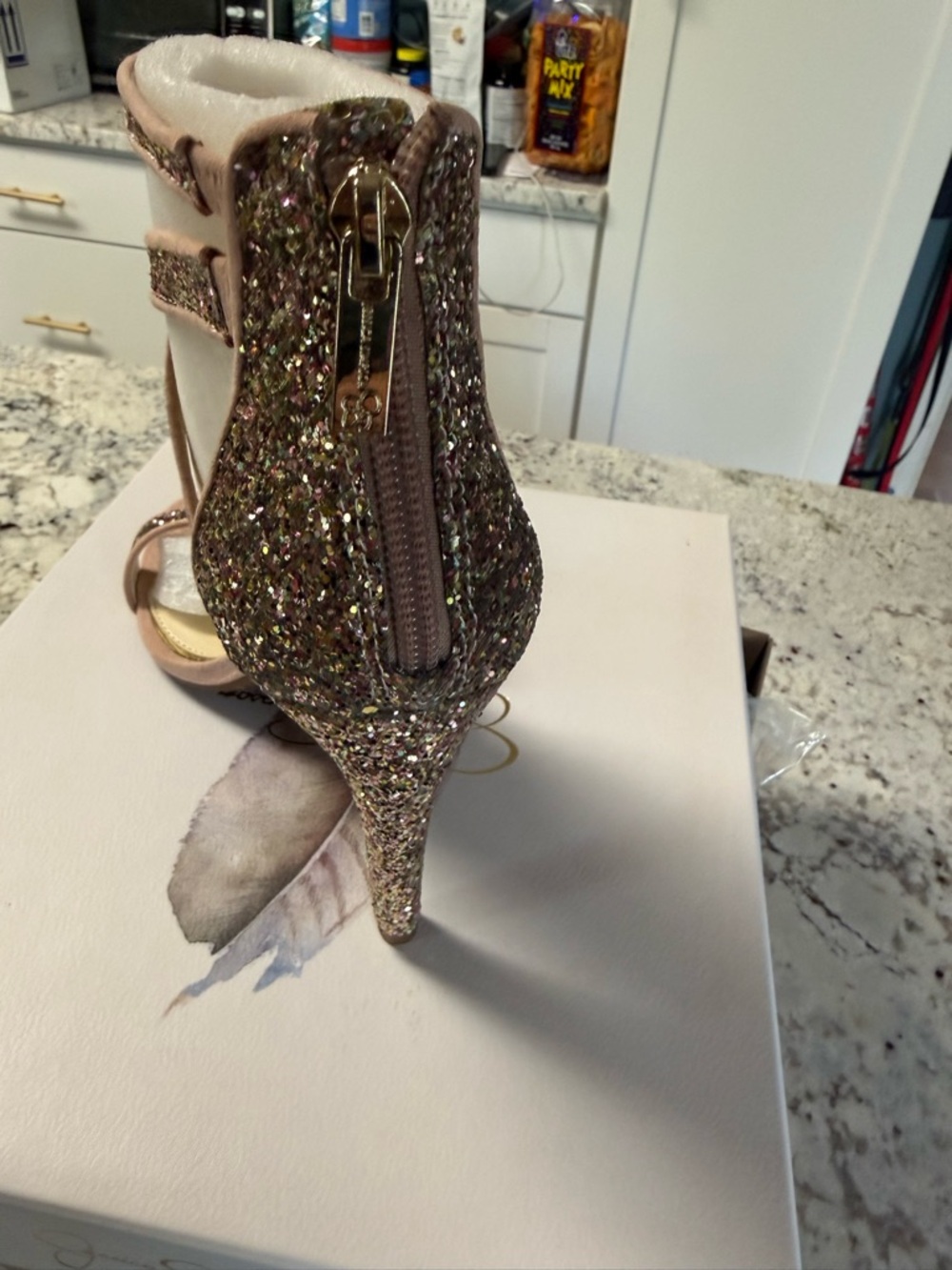 Glitter Crisscross Ankle Strap Sandals - Picture 4 of 5